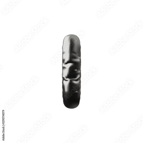 English alphabet letter I from black air inflated balloon 3D vector icon, volume chrome Latin uppercase vowel type sign