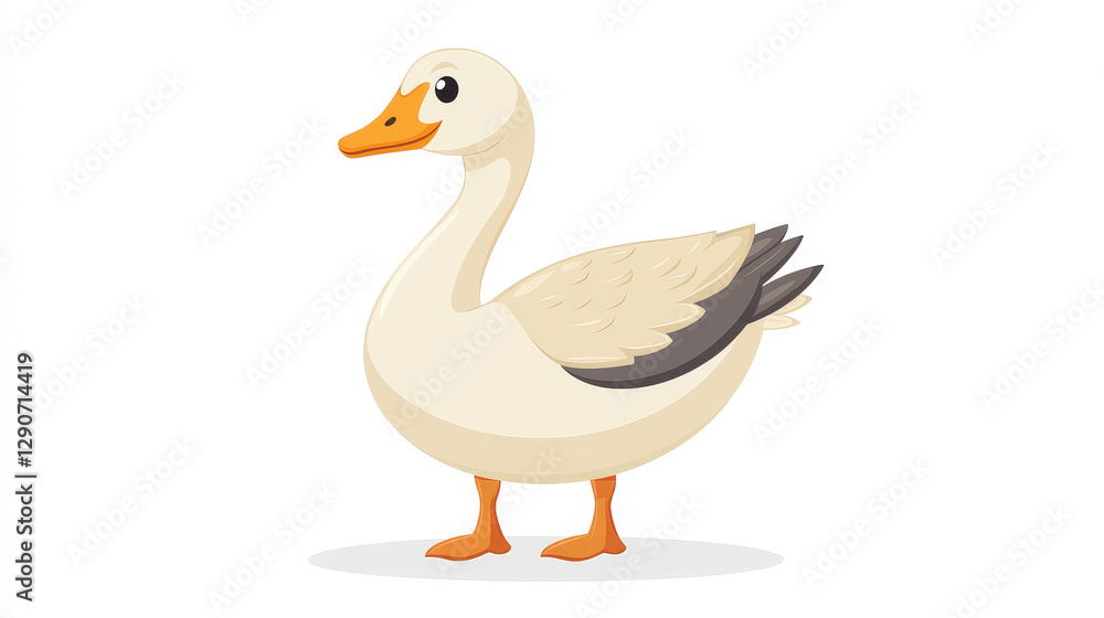 Cute goose icon in flat style isolated vector illustration. Cute goose icon in flat style isolated vector illustration.