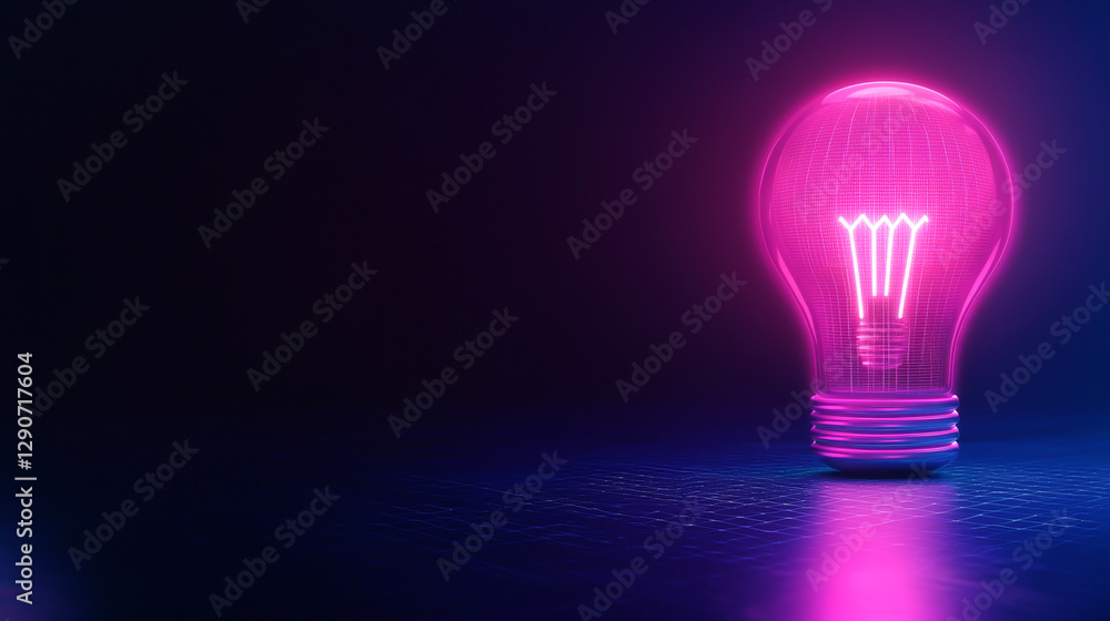 Fototapeta premium A vibrant pink light bulb glowing in a dark environment, showcasing innovative design.
