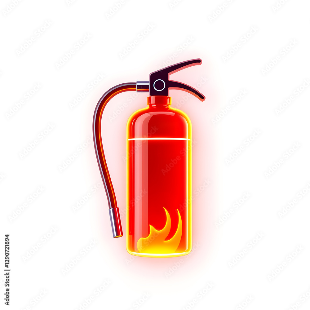 Fototapeta premium Fire extinguish holographic 3D icon. neon symbol vector illustration isolated on white background. Generative AI