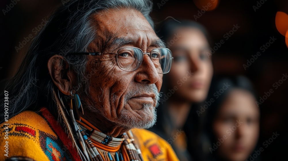 Portrait of a Native American Elder with Traditional Clothing and Jewelry Portrait of a Native American Elder with Traditional Clothing and Jewelry