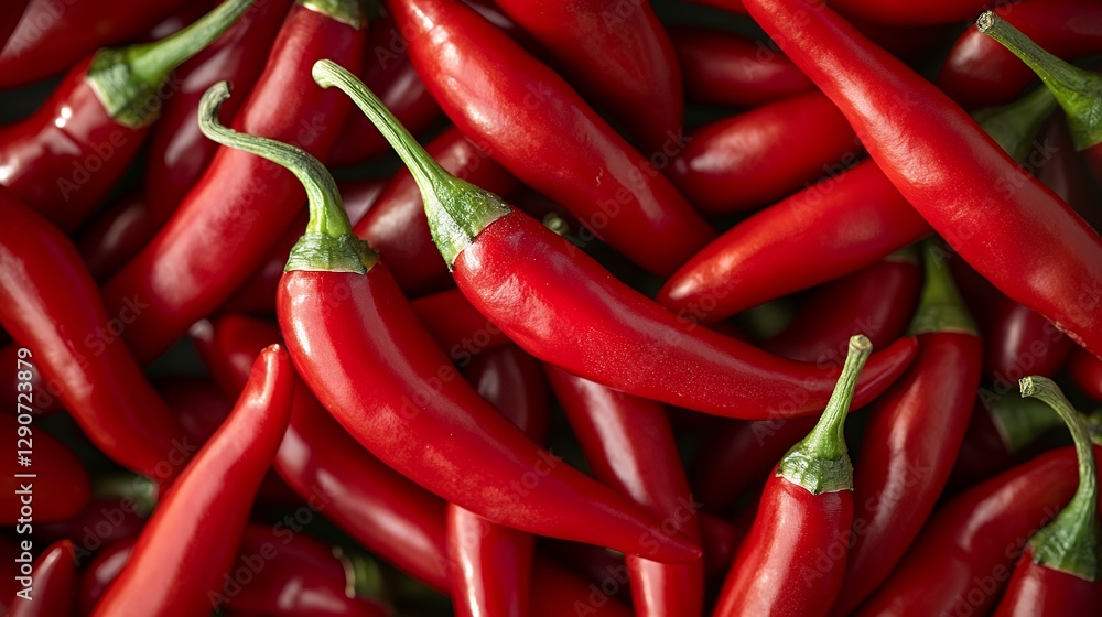 光沢のある赤い唐辛子の背景クローズアップ | Close-up Background of Shiny Red Chili Peppers 光沢のある赤い唐辛子の背景クローズアップ | Close-up Background of Shiny Red Chili Peppers
