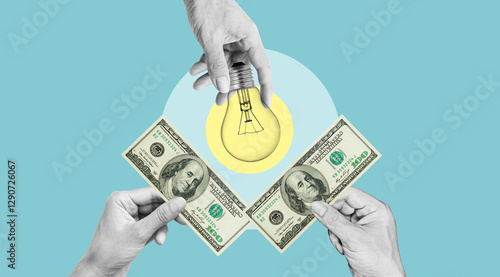 Business idea concept. Perspective way to invest money. Business sponsor and monetize venture strategy