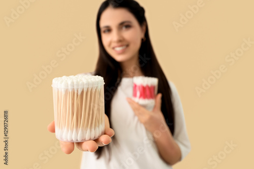 Beautiful woman with cotton...