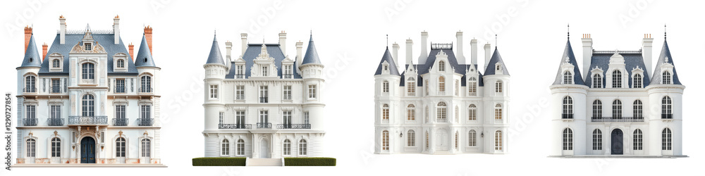 Obraz premium Magnificent Historic Castles Palaces Mansions and Chateaus Architectural in Vintage Renaissance Baroque and Gothic Styles