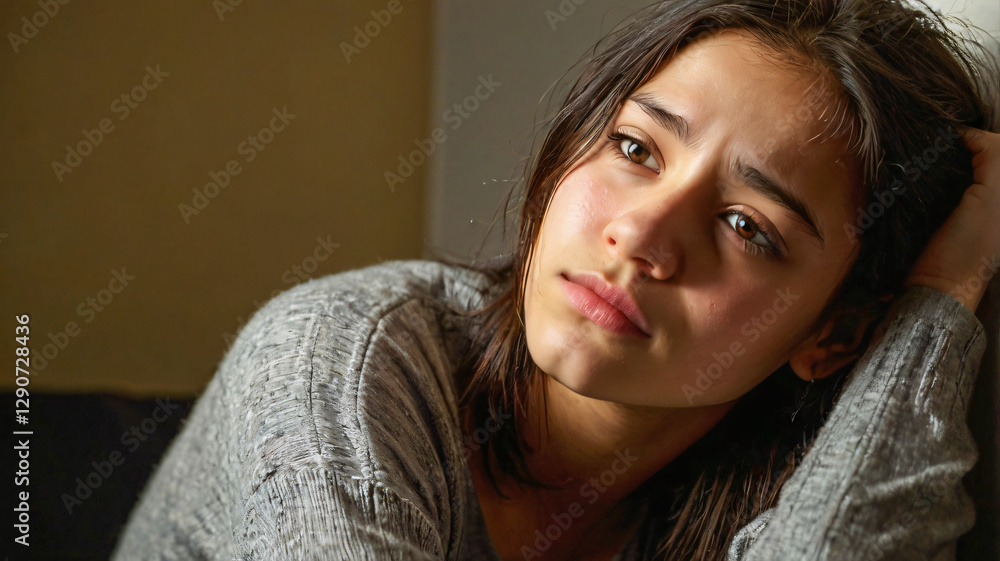 A face of a Girl in depression mood, female, woman, lady, sorrow, sad, pain, ill, unhealthy, sick, fear expression. A face of a Girl in depression mood, female, woman, lady, sorrow, sad, pain, ill, unhealthy, sick, fear expression.