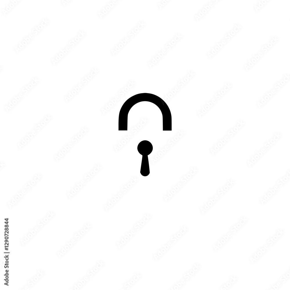 Minimalist Lock Symbol on White, a Modern Digital Illustration of Open Security.