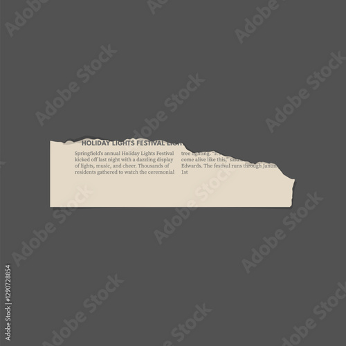 Torn newspaper piece, vector clipping paper corner, vintage photocopy ripped news paper background cut magazine fragment
