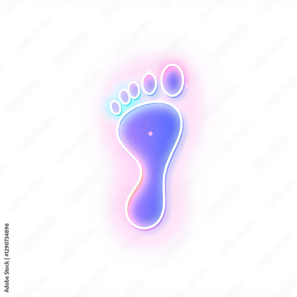 Footprints holographic 3D icon. neon symbol vector illustration isolated on white background. Generative AI Footprints holographic 3D icon. neon symbol vector illustration isolated on white background. Generative AI