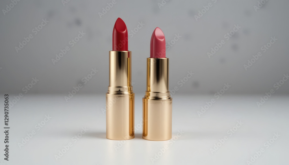 Luxury lipstick case with metallic finish, showcasing high-end packaging, isolated on a clean white background, emphasizing premium design and elegance. Luxury lipstick case with metallic finish, showcasing high-end packaging, isolated on a clean white background, emphasizing premium design and elegance.