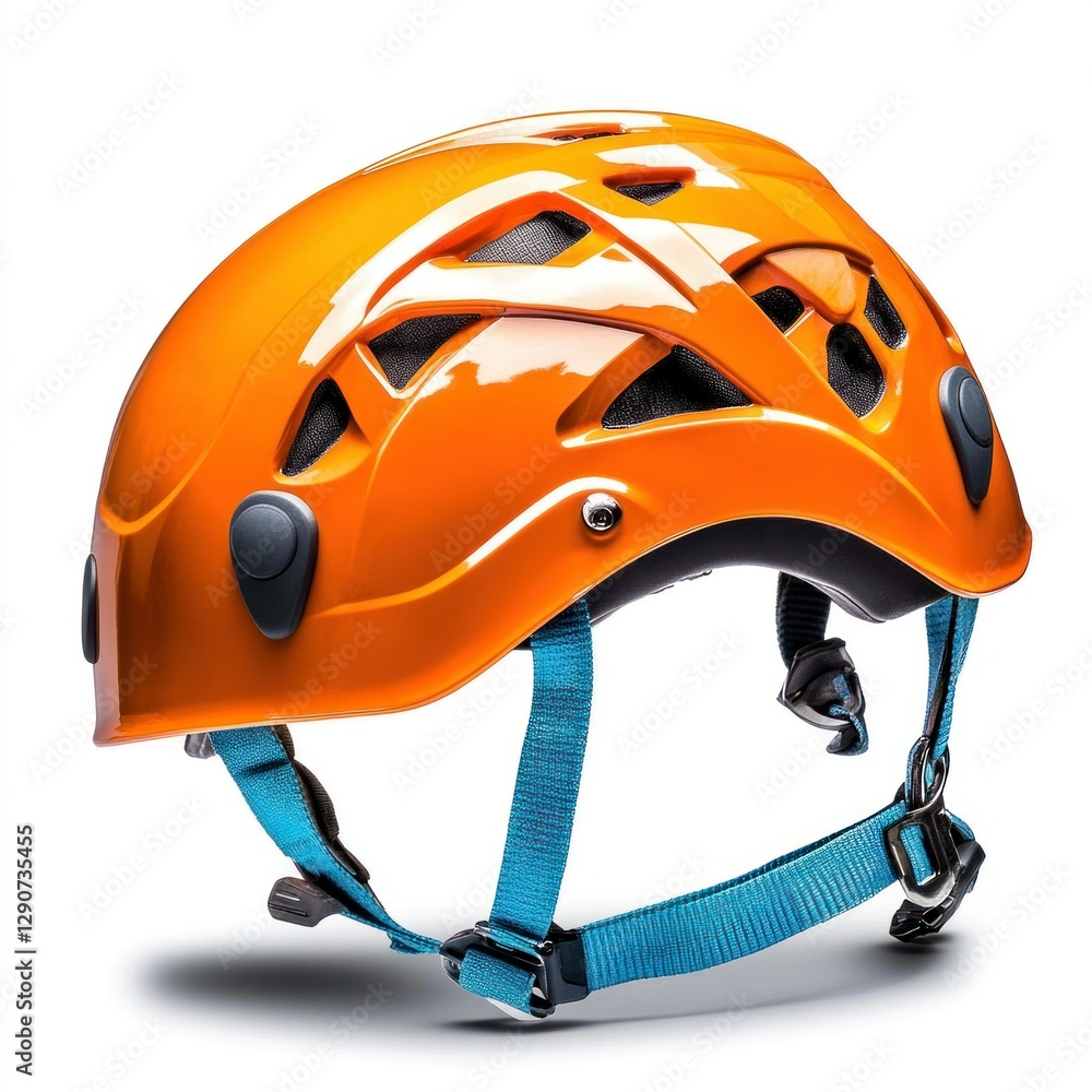 A single, detailed climbing helmet, on a pure white background, highlighting its natural imperfections with professional studio lighting, ensuring safety and comfort for climbers A single, detailed climbing helmet, on a pure white background, highlighting its natural imperfections with professional studio lighting, ensuring safety and comfort for climbers