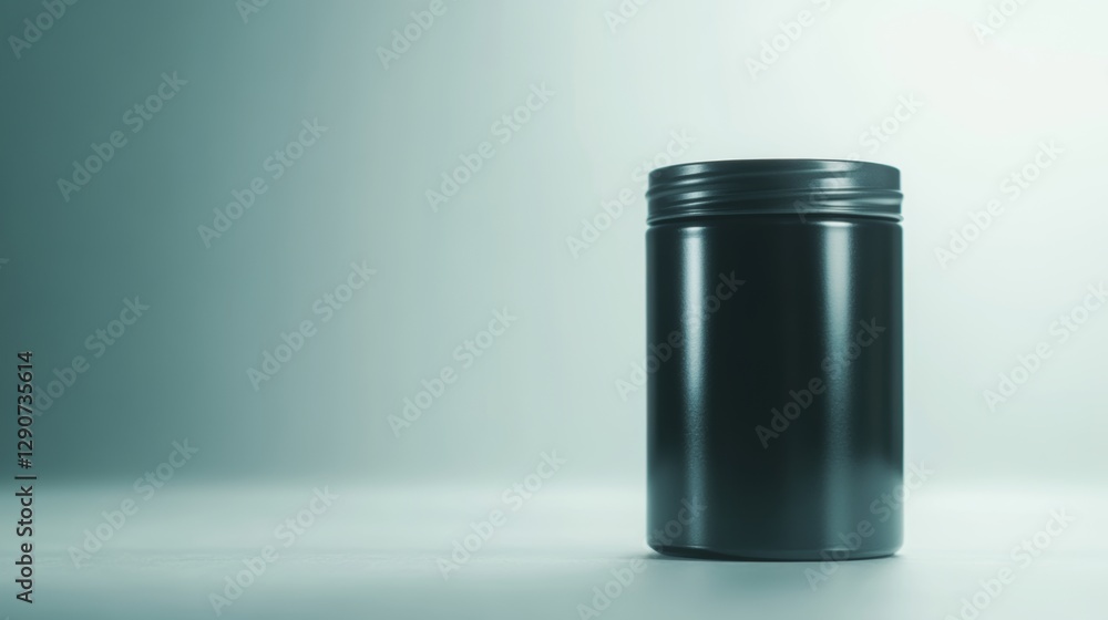 Sleek black container illuminated against soft gradient backdrop Sleek black container illuminated against soft gradient backdrop
