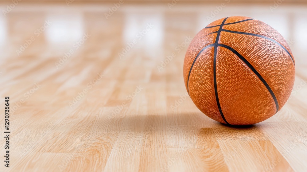 Obraz premium Basketball on Hardwood Floor