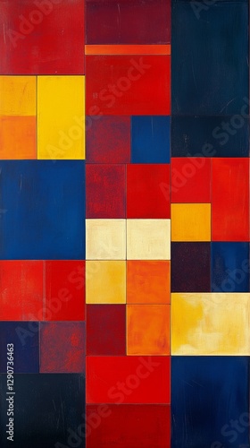 Colorful Abstract Square Pattern Showcasing Vibrant Hues and Textures on a Ru...