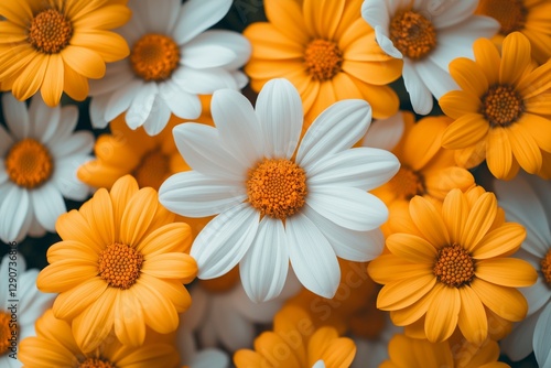 Bright Orange and White Flowers Arranged Beautifully on a Light Surface