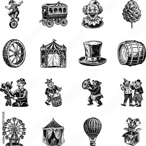 Bundle of Vintage Festival and Fair Illustrations

