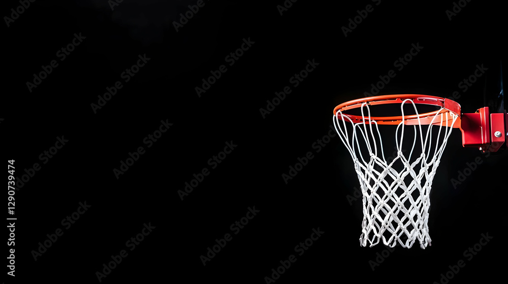Basketball hoop, net, close-up, black background, sports Basketball hoop, net, close-up, black background, sports