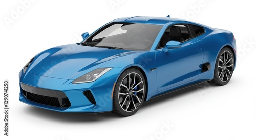 Sleek Blue Sports Car Illustration with Modern Design and Aerodynamic Features