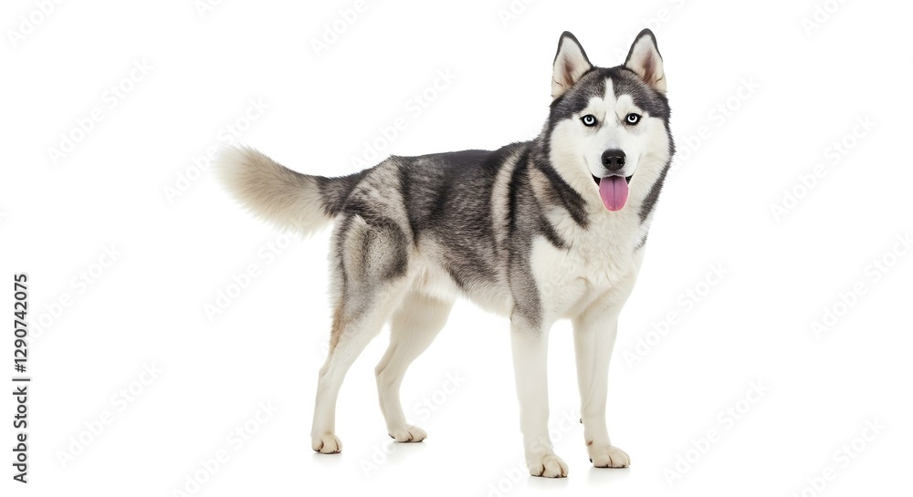 Siberian Husky dog looking at camera, on white background Siberian Husky dog looking at camera, on white background