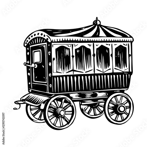 Sketchy style illustration of a circus wagon