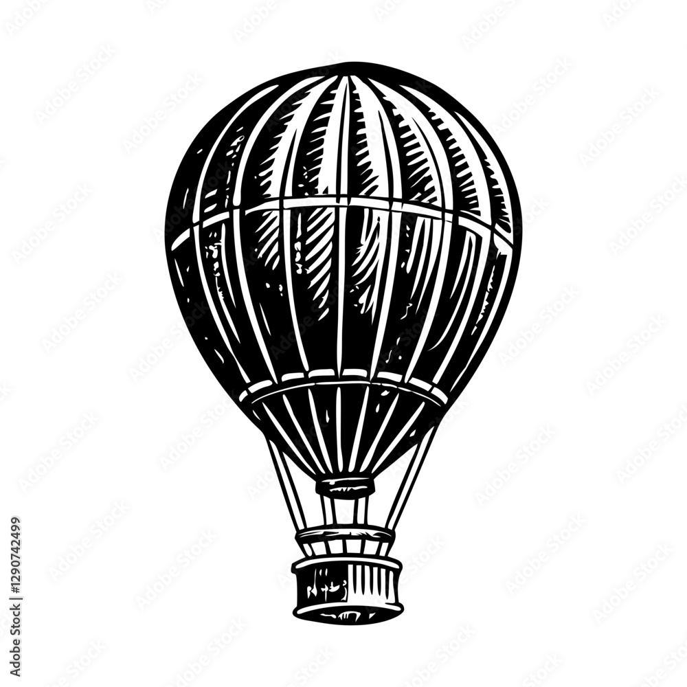 Naklejka premium Sketchy illustration of a flying hot balloon