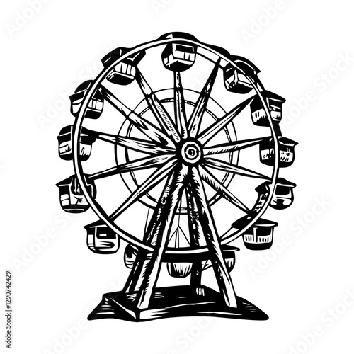 Vintage illustration depicting ferris wheel ride