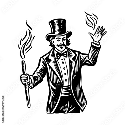 A vintage character illustration of circus ringmaster