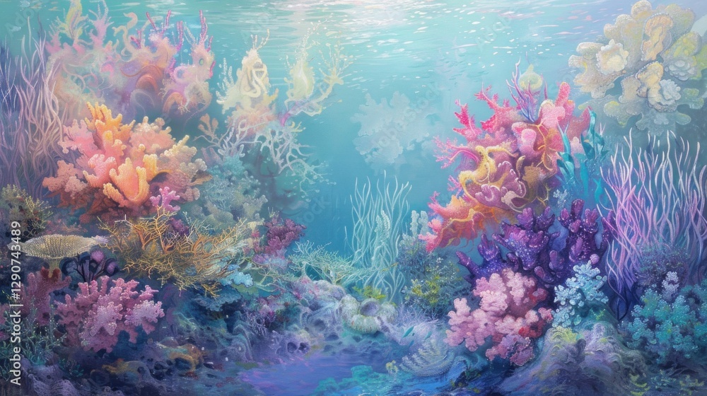 Naklejka premium Submarine Paradise: A Vibrant Coral Reef Scene