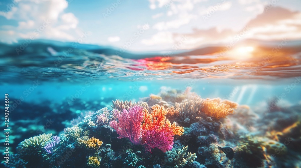 AI Generate An Ocean Conservation Poster With Coral Reefs Transforming From Vibrant To Bleached AI Generate An Ocean Conservation Poster With Coral Reefs Transforming From Vibrant To Bleached
