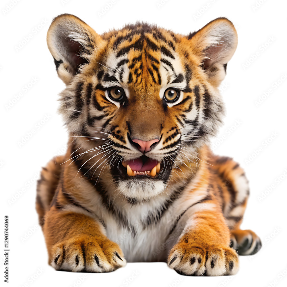 Angry tiger cub isolated Angry tiger cub isolated