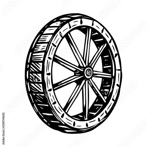Vintage illustration depicting old wheel