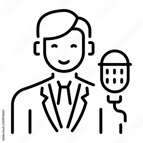 Singer character icon in linear style 
