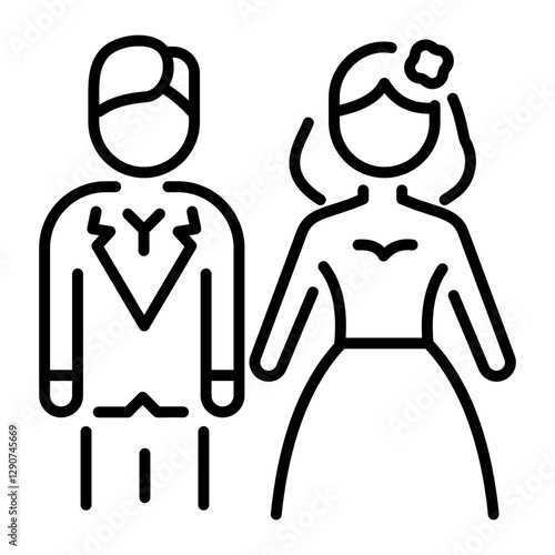 A line style icon of married couple 