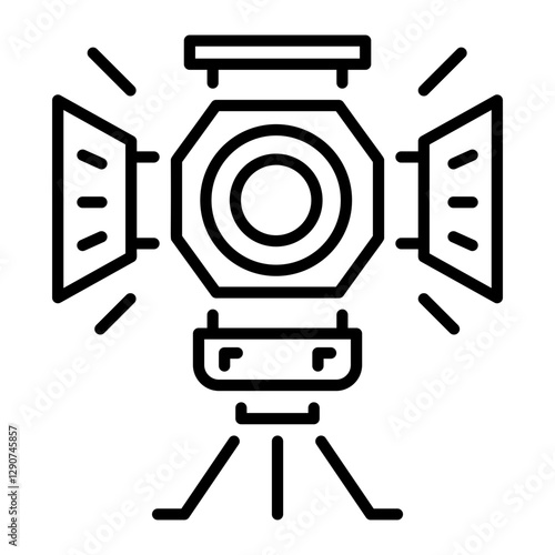 A linear icon depicting camera light stand