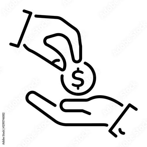 Giving sponsor funds, linear concept icon