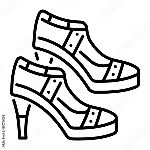 A line icon depicting female high heels