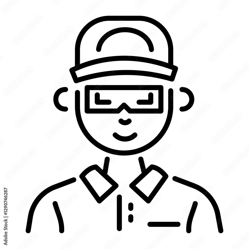 Linear character icon of a cool party boy Linear character icon of a cool party boy