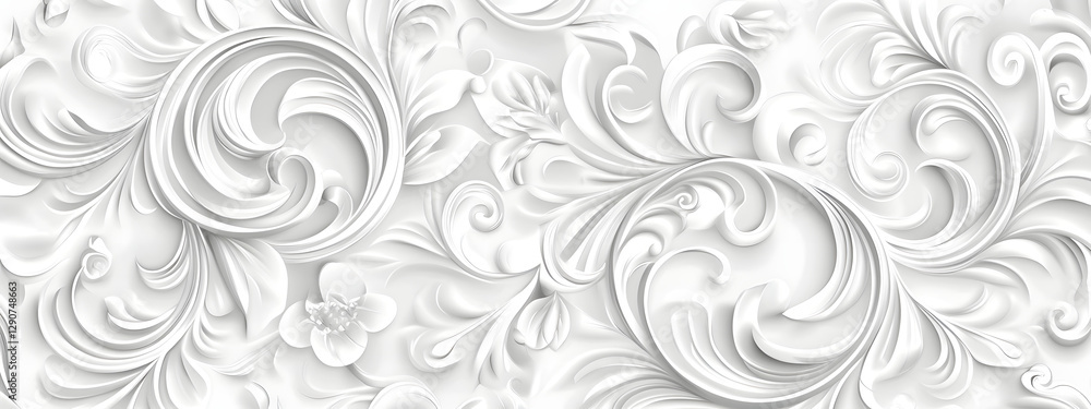 Light gray background with white swirls and floral patterns
Light gray background with white swirls and floral patterns