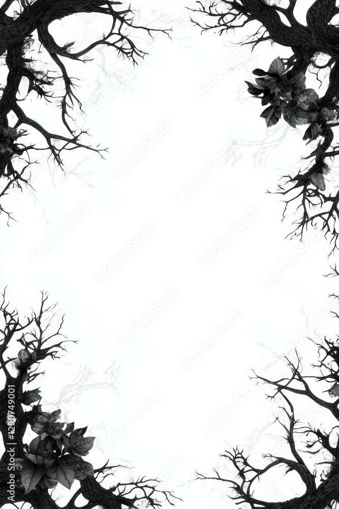 Fototapeta premium Shadows of winter trees framing a tranquil white space