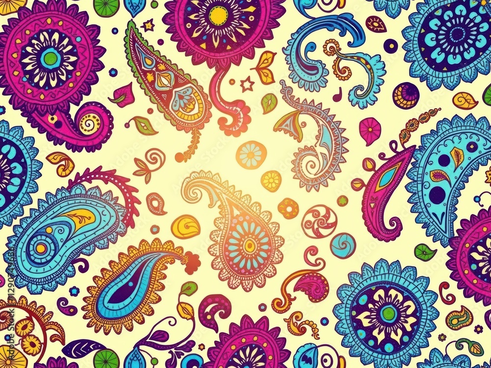 Fototapeta premium Colorful Paisley Pattern Background