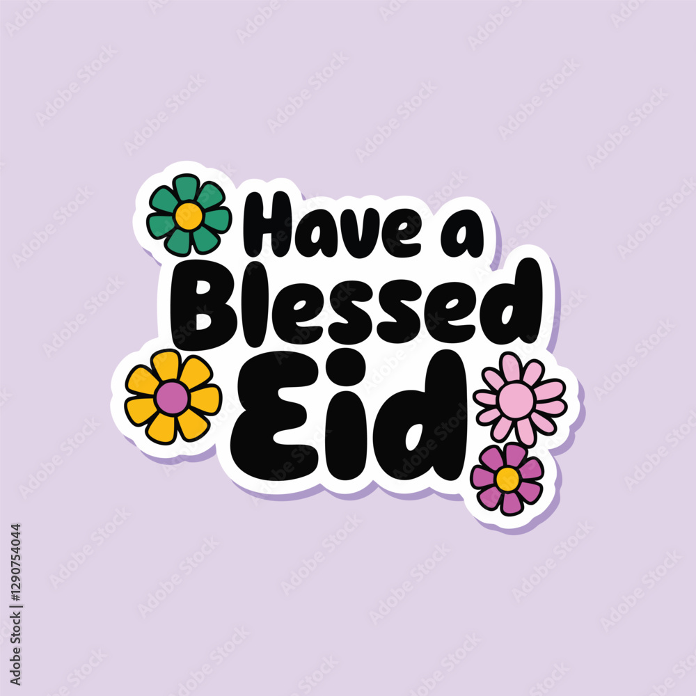 Fototapeta premium eid stciker wish card lebel vector