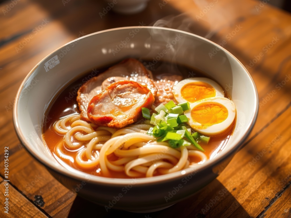Japanese Udon Noodle Soup with Pork and Egg Japanese Udon Noodle Soup with Pork and Egg