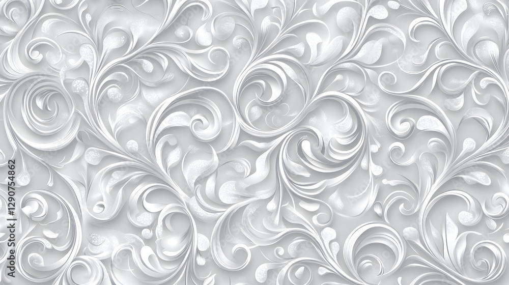 Light gray background with white swirls and floral patterns
Light gray background with white swirls and floral patterns