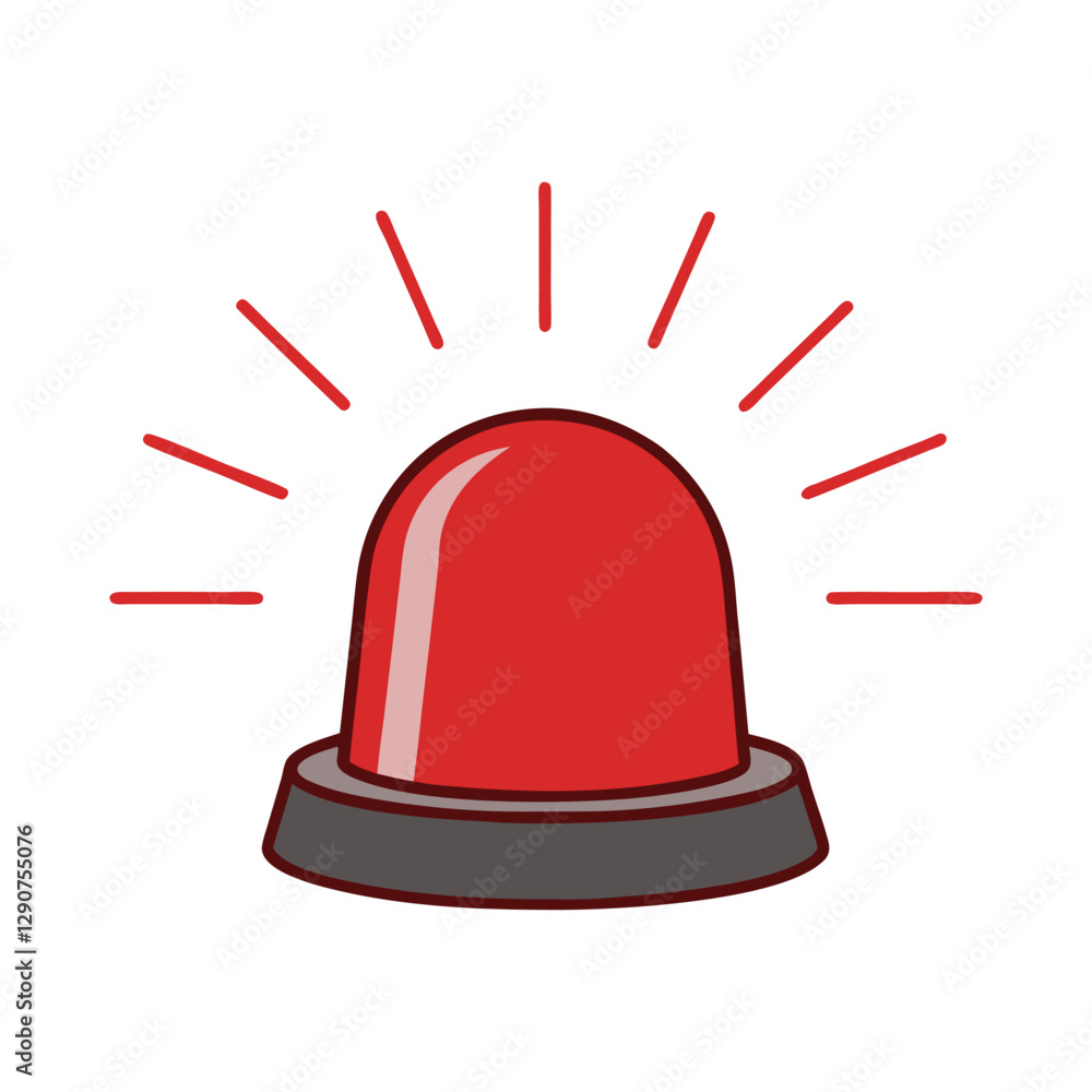 Fototapeta premium Red Emergency Alert Light Icon with Flashing Rays