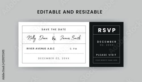 Boarding Pass Invitation For Airplane and Boat, Cruise Boarding Pass Design Template. Minimalist  Airline Ticket and Wedding Invitation.