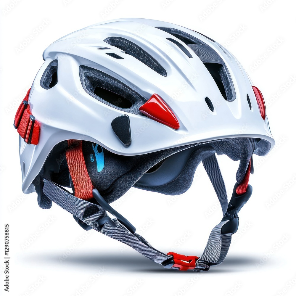 Detailed Hyper-realistic image of an ultralight climbing helmet on a pure white background, isolated, sharp details, professional studio lighting, making safety gear look sleek and modern Detailed Hyper-realistic image of an ultralight climbing helmet on a pure white background, isolated, sharp details, professional studio lighting, making safety gear look sleek and modern