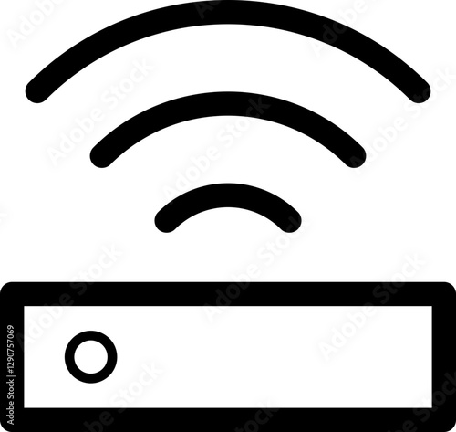 Bold black line art icon depicting a device with a wireless signal, perfect for app interfaces, websites, and presentations needing a modern, minimalist tech illustration.
