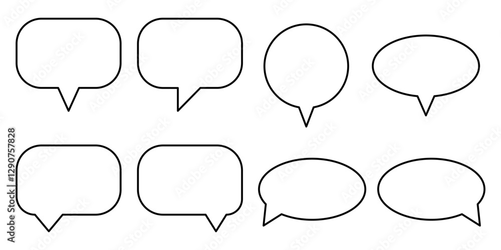 Speech Bubble Icon Set. Speech Balloon Icon Vector. Chat Bubble Line Art Icon for Apps and Websites. Speech Bubble Icon Set. Speech Balloon Icon Vector. Chat Bubble Line Art Icon for Apps and Websites.