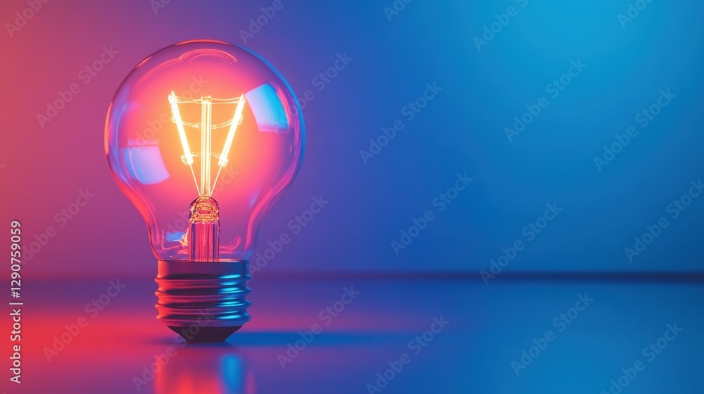 A glowing light bulb symbolizing energy, set against a vibrant blue background A glowing light bulb symbolizing energy, set against a vibrant blue background