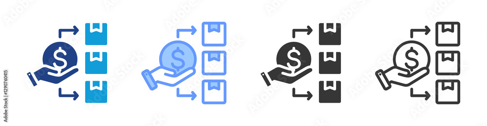 Expense icon set multiple style collection Expense icon set multiple style collection